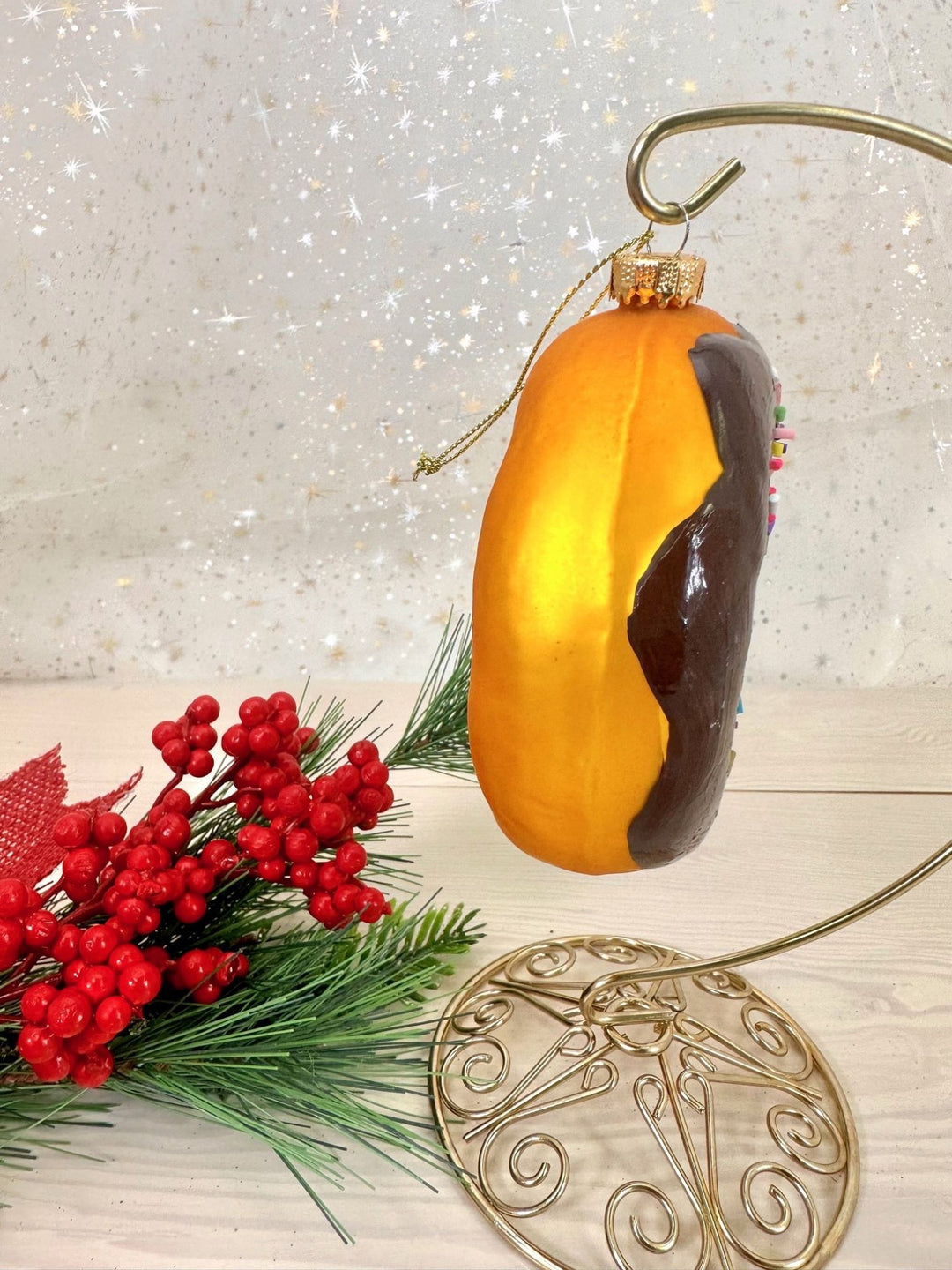 Christmas By Krebs Blown Glass  Collectible Tree Ornaments  (Chocolate Donut)