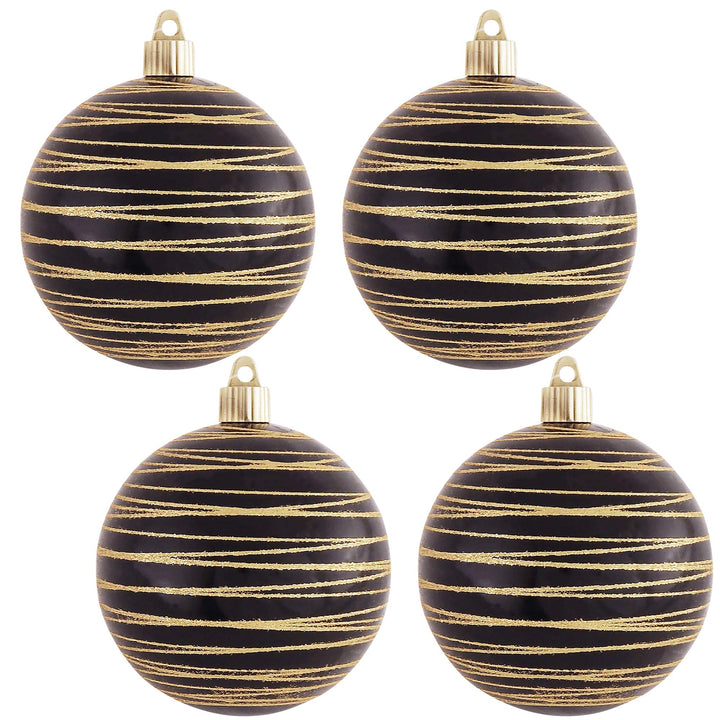 [4 Pack] 4" (100mm) Decorated Shatterproof Ball Ornaments