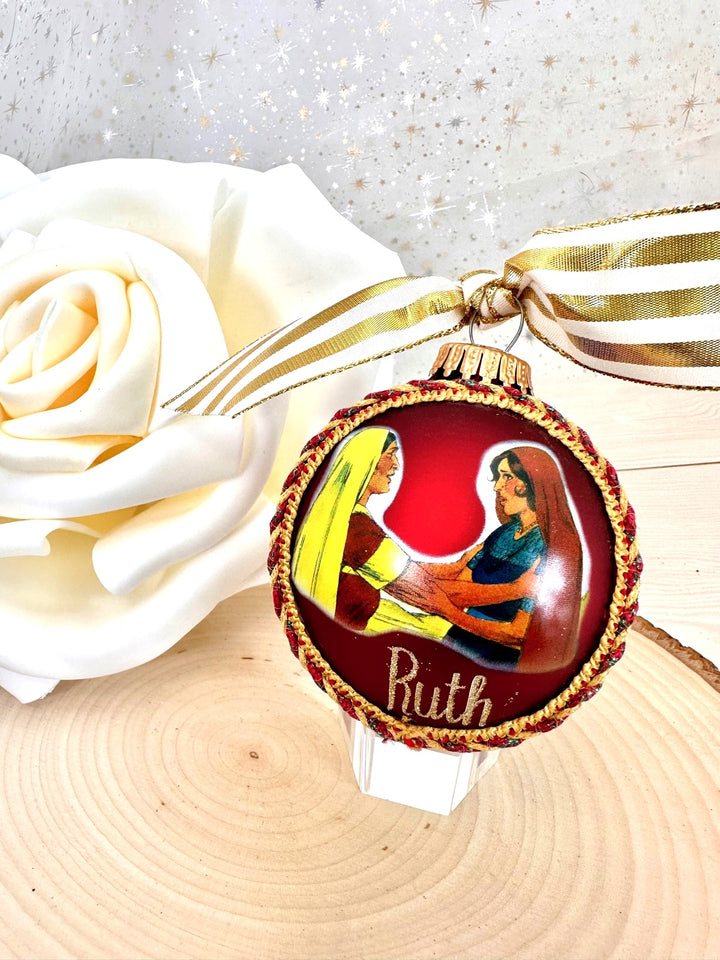 3 1/4" Collectable Bible Hero Glass Ornament Made in USA | Hugs Special Occasions Keepsake Gifts |  (Bible Hero Ruth)