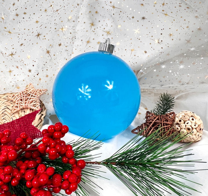 Christmas By Krebs Ornament, Commercial Shatterproof UV Resistant Plastic Christmas Ball Decoration (Pool Blue, 6 inch (150mm))