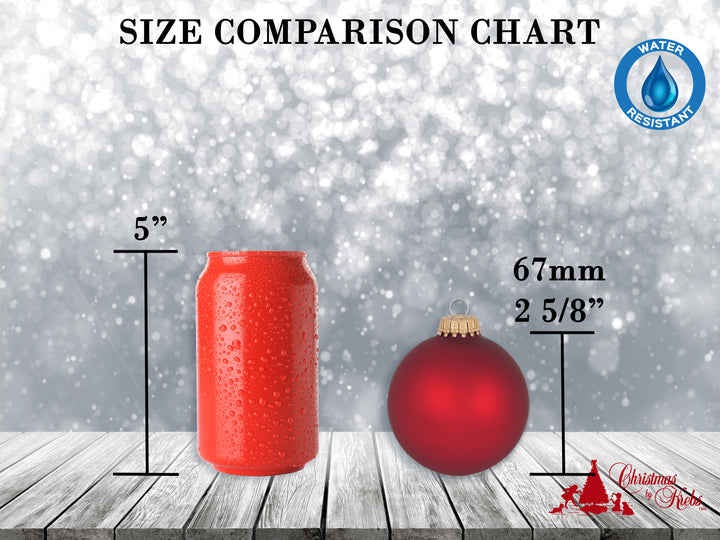 Glass Christmas Tree Ornaments - 67mm/2.625" [4 Pieces] Decorated Balls from Christmas by Krebs Seamless Hanging Holiday Decor (Red Velvet with Merry Christmas Wreath)