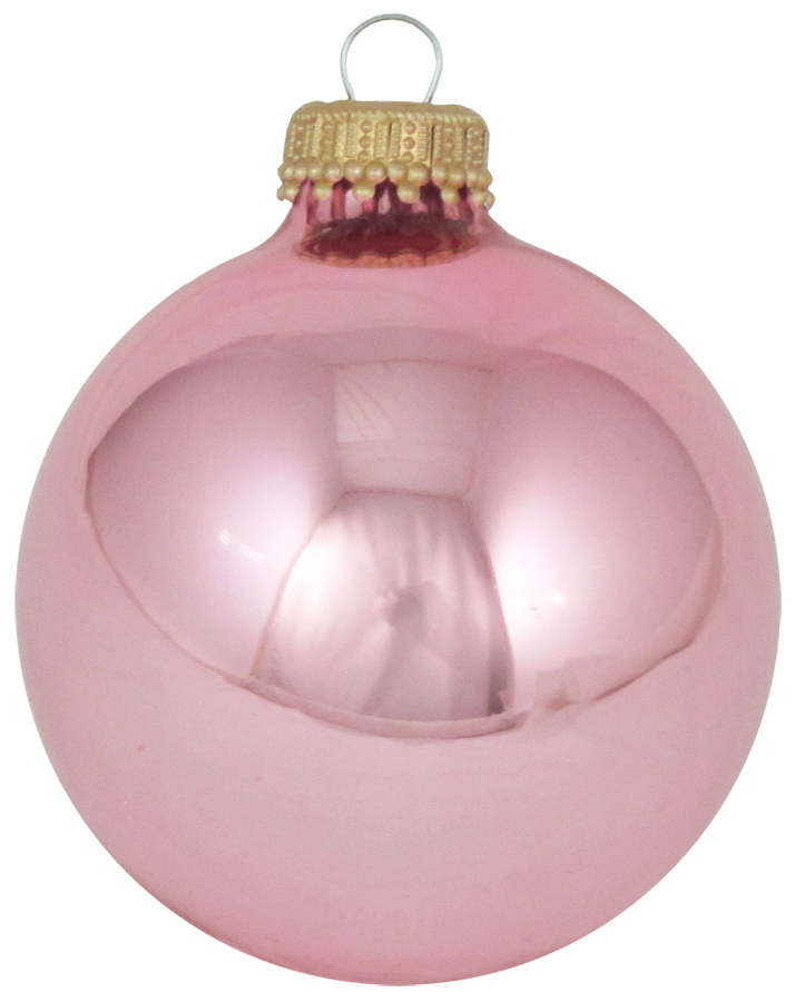 Glass Christmas Tree Ornaments - 67mm / 2.63" [8 Pieces] Designer Balls from Christmas By Krebs Seamless Hanging Holiday Decor (Shiny Pink Blush)