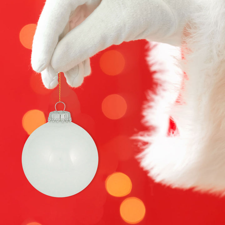 Christmas By Krebs Made in The USA Designer Seamless Glass Christmas Ball Ornaments, 2 5/8" (67mm), 8 Pieces (Shiny Porcelain White)