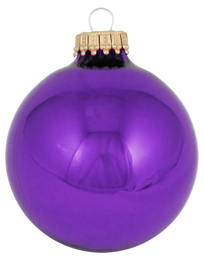 Glass Christmas Tree Ornaments - 50mm / 2" [12 Pieces] Designer Balls from Christmas by Krebs - Handmade Seamless Hanging Holiday Decorations for Trees (Royal Lilac Purple)
