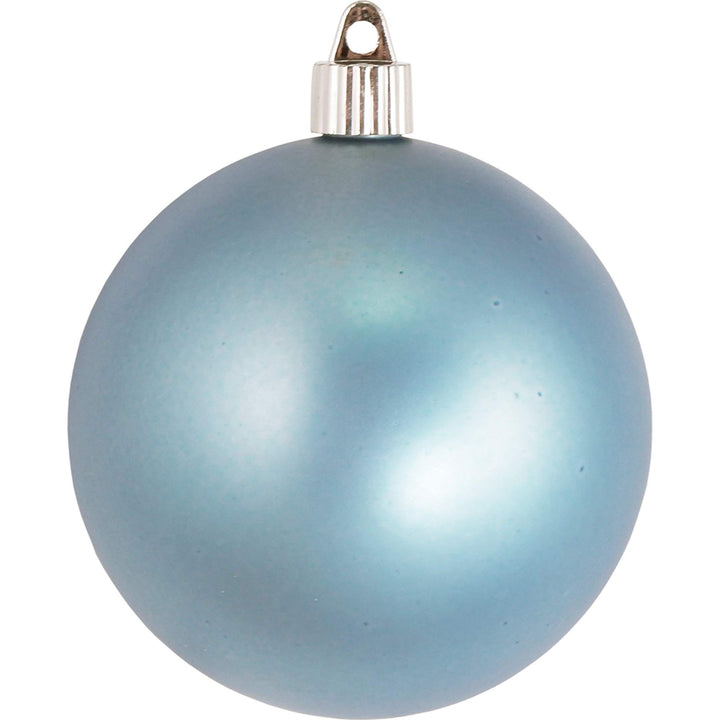 Christmas By Krebs 4" (100mm) Velvet Arctic Chill Blue [4 Pieces] Solid Commercial Grade Indoor and Outdoor Shatterproof Plastic, UV and Water Resistant Ball Ornament Decorations