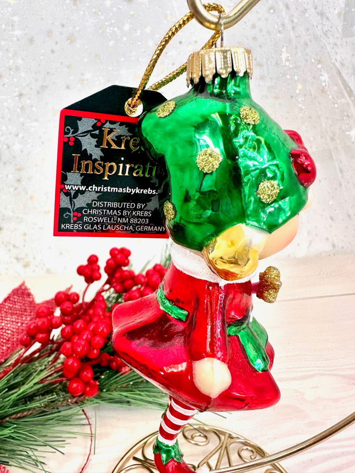 Christmas By Krebs Blown Glass  Collectible Tree Ornaments  (4 1/2" Elf Girl)