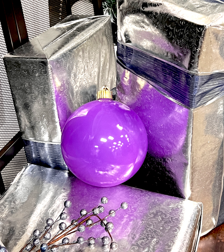 Christmas By Krebs Ornament, Commercial Shatterproof UV Resistant Plastic Christmas Ball Decoration (Celebration Purple, 6 inch (150mm))