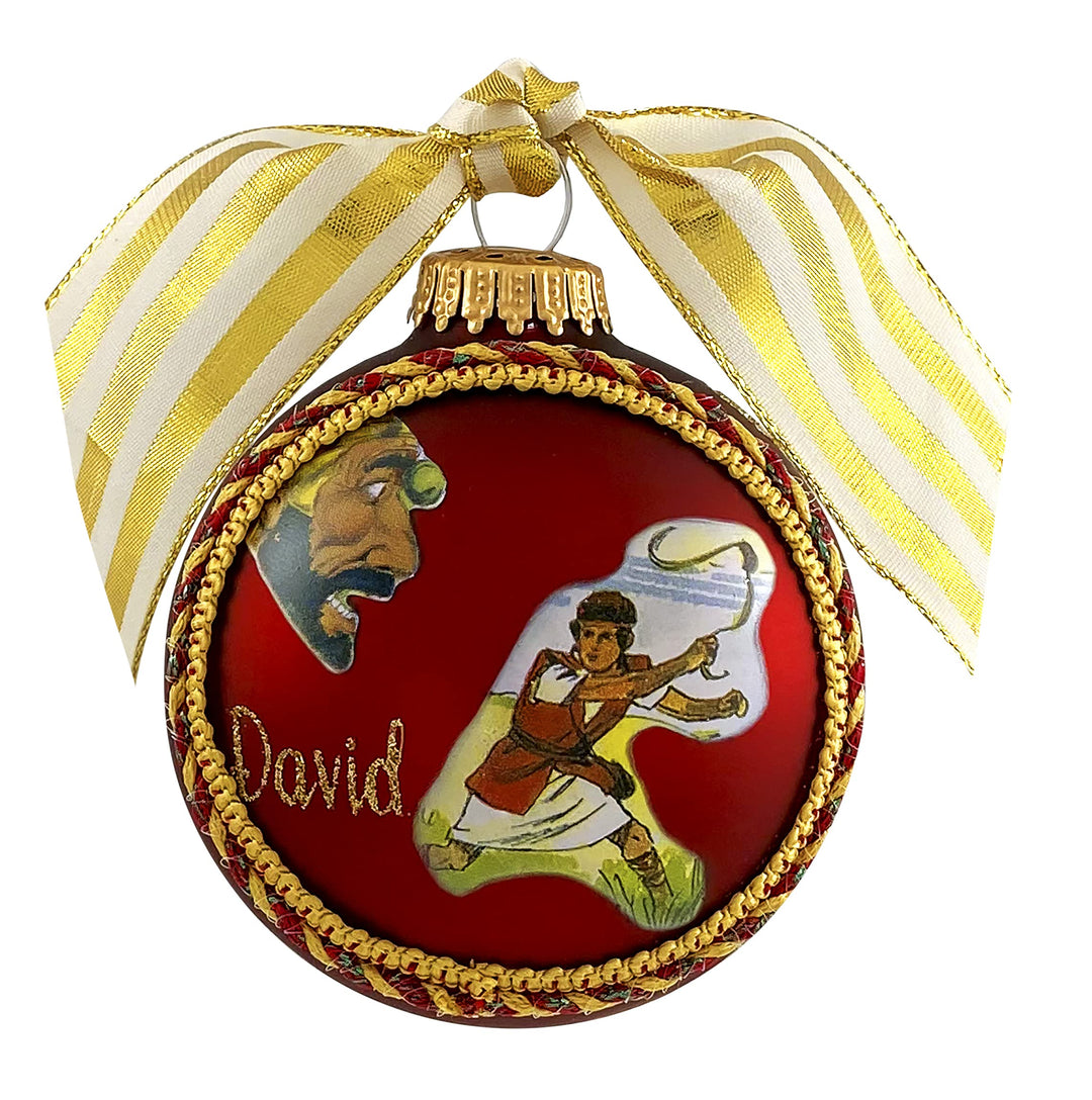 3 1/4" Collectable Bible Hero Glass Ornament Made in USA | Hugs Special Occasions Keepsake Gifts |  (Bible Hero David)