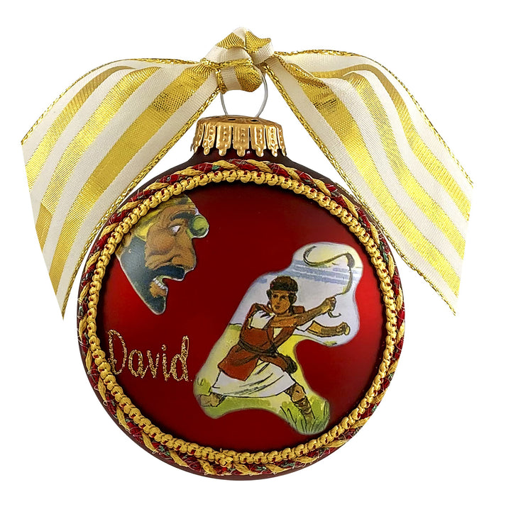 3 1/4" Collectable Bible Hero Glass Ornament Made in USA | Hugs Special Occasions Keepsake Gifts |  (Bible Hero David)