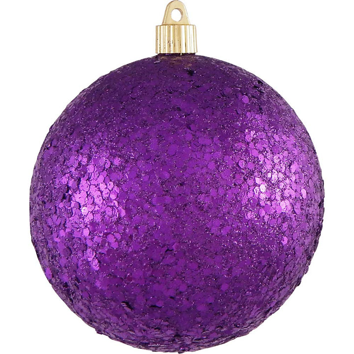 Christmas By Krebs Ornament, Commercial Grade Indoor and Outdoor Shatterproof Plastic, Water Resistant Ball Ornament Decorations (Purple Glitz, 4 3/4 inch (120mm))