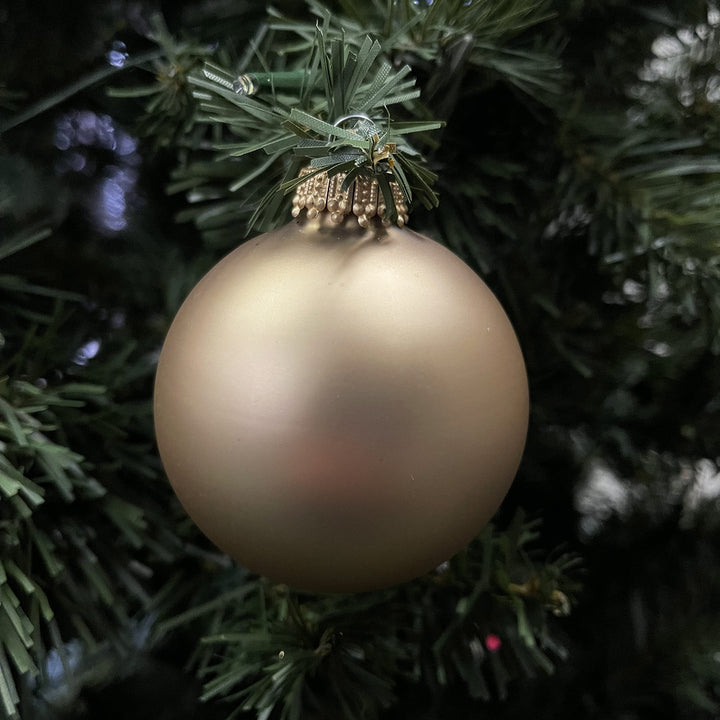 3 1/4" (80mm) Designer Seamless Glass Ball Christmas Ornaments. 4 Pack. Made in the USA.