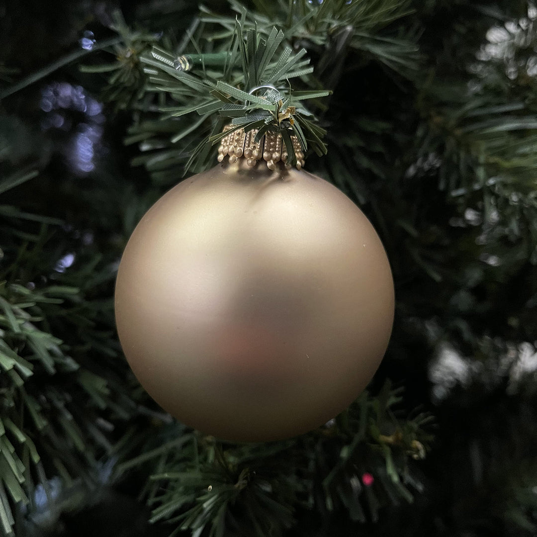 3 1/4" (80mm) Designer Seamless Glass Ball Christmas Ornaments. 4 Pack. Made in the USA.