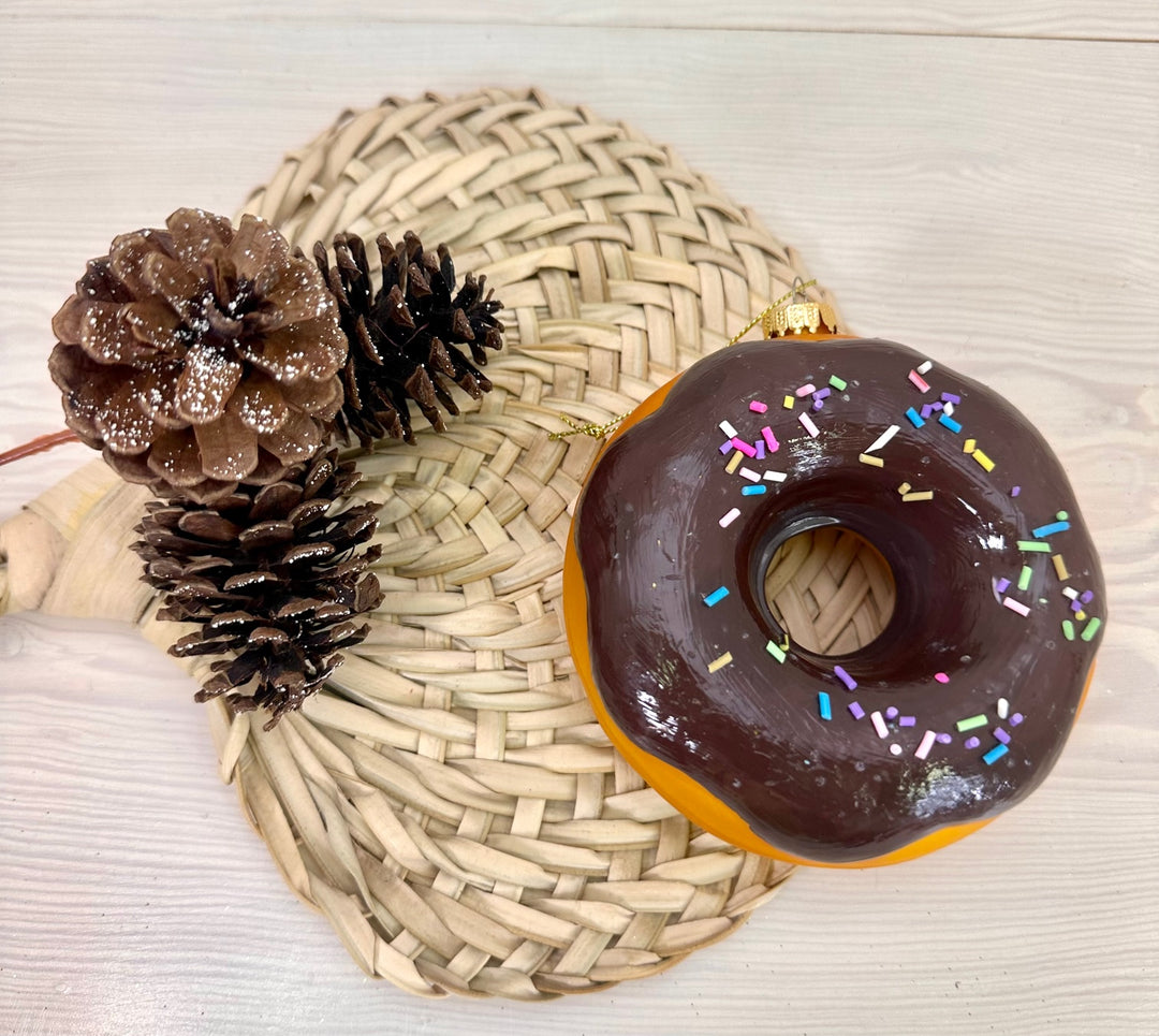 Christmas By Krebs Blown Glass  Collectible Tree Ornaments  (Chocolate Donut)