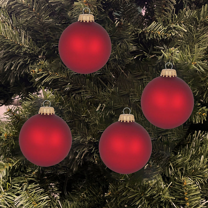 Christmas By Krebs Made in The USA Designer Seamless Glass Christmas Ball Ornaments, 2 5/8" (67mm), 8 Pieces (Velvet Port Red)