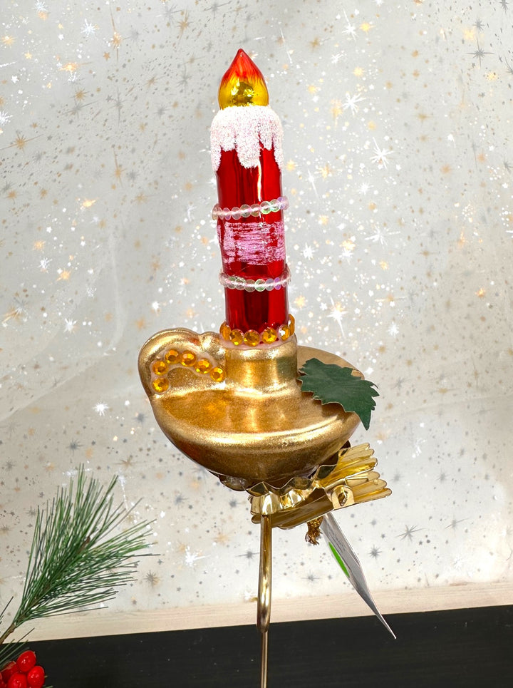 Christmas By Krebs Blown Glass  Collectible Tree Ornaments  (Candle)
