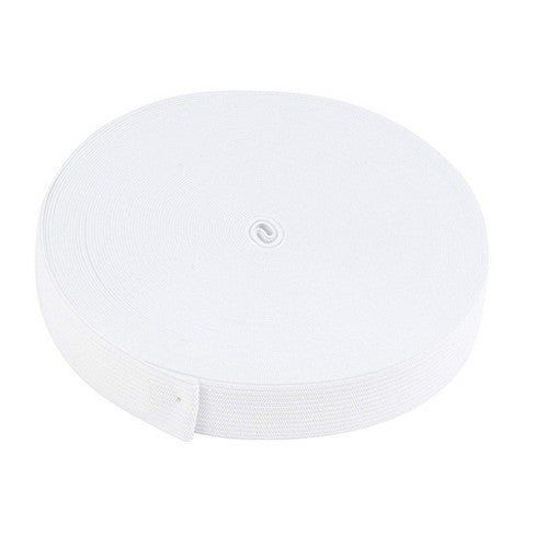 Krebs Elastic Bands, Plush 2 Sides White Woven Latex Free 1" Wide | Made in the United States (12 Yards)