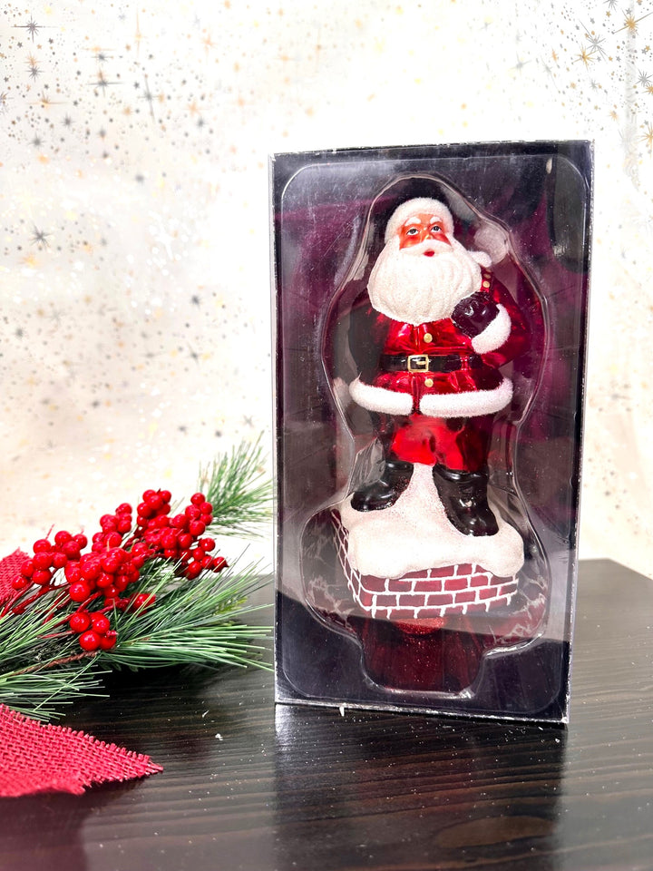 Christmas Treetop - Decorated Glass Treetop from Christmas by Krebs - Handmade Seamless Holiday Decorations for Trees (9" Santa Treetopper)