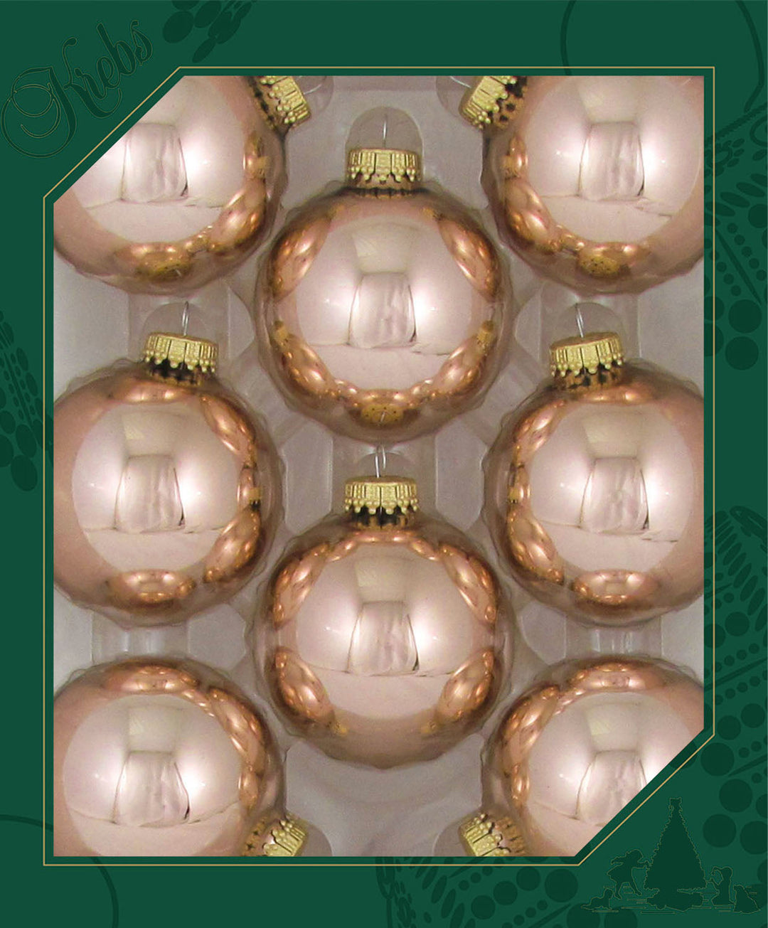 Glass Christmas Tree Ornaments - 67mm / 2.63" [8 Pieces] Designer Balls from Christmas By Krebs Seamless Hanging Holiday Decor