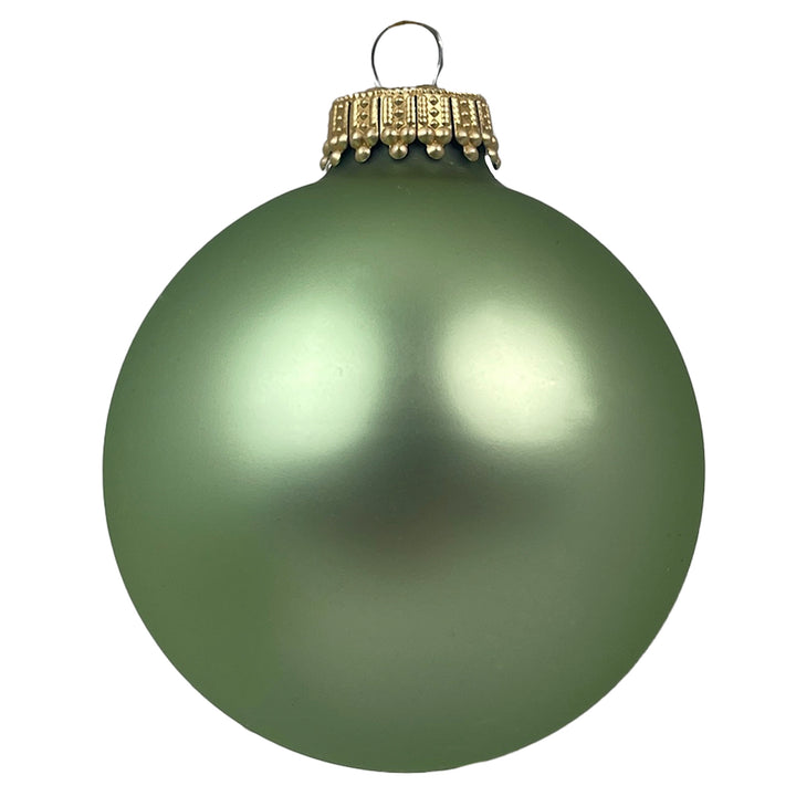 Glass Christmas Tree Ornaments - 67mm / 2.63" [8 Pieces] Designer Balls from Christmas By Krebs Seamless Hanging Holiday Decor (Velvet Celedon Green)