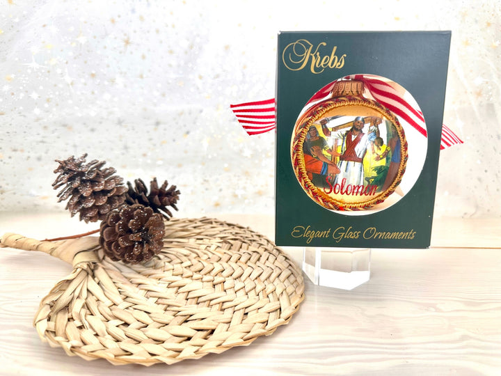 3 1/4" Collectable Bible Hero Glass Ornament Made in USA | Hugs Special Occasions Keepsake Gifts |  (Bible Hero Solomon)