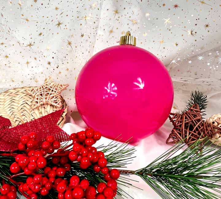 Christmas By Krebs Ornament, Commercial Shatterproof UV Resistant Plastic Christmas Ball Decoration (Dragon Fruit Pink, 6 inch (150mm))