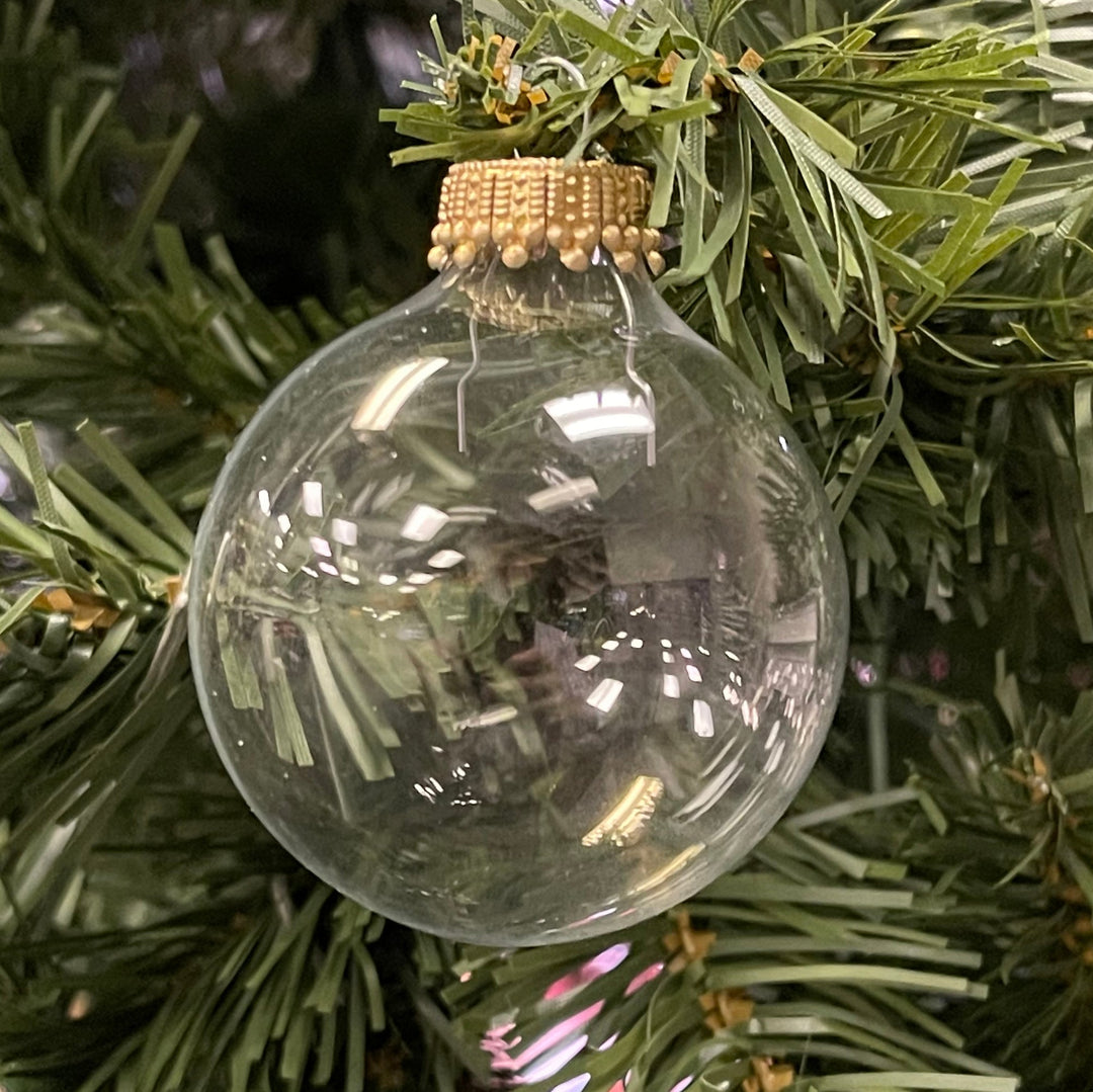 Glass Crafting Christmas Tree Ornaments - Designer DIY Balls from Christmas By Krebs (Clear with Silver Caps-12 Pieces, 2 inch (50mm))