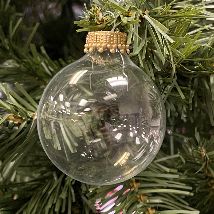 Crafting Seamless Glass Ball Ornaments for Holiday Decor (Clear with Gold Caps-144 Pieces, 12/Box, 12/Case, 2 inch (50mm))