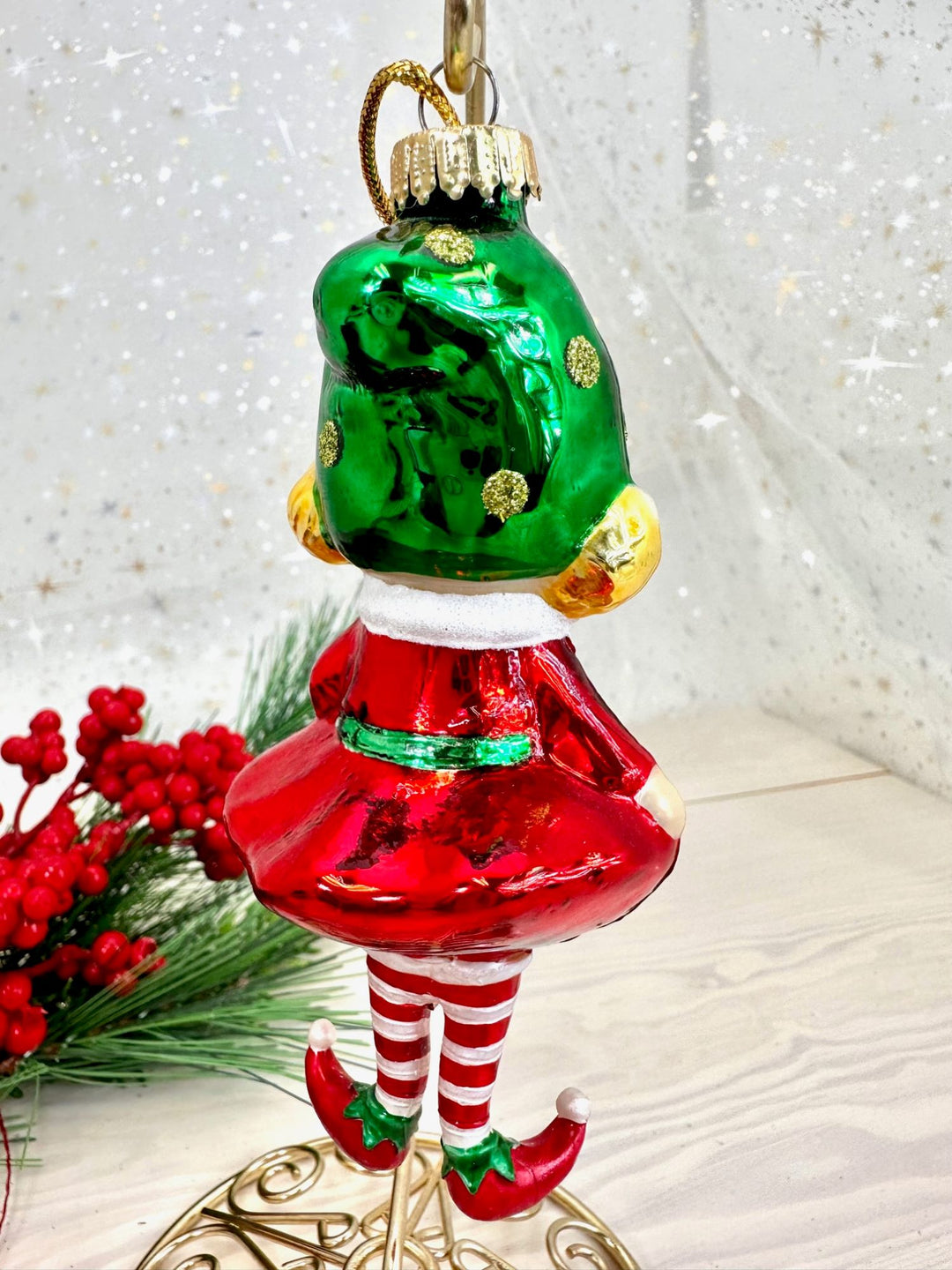 Christmas By Krebs Blown Glass  Collectible Tree Ornaments  (4 1/2" Elf Girl)