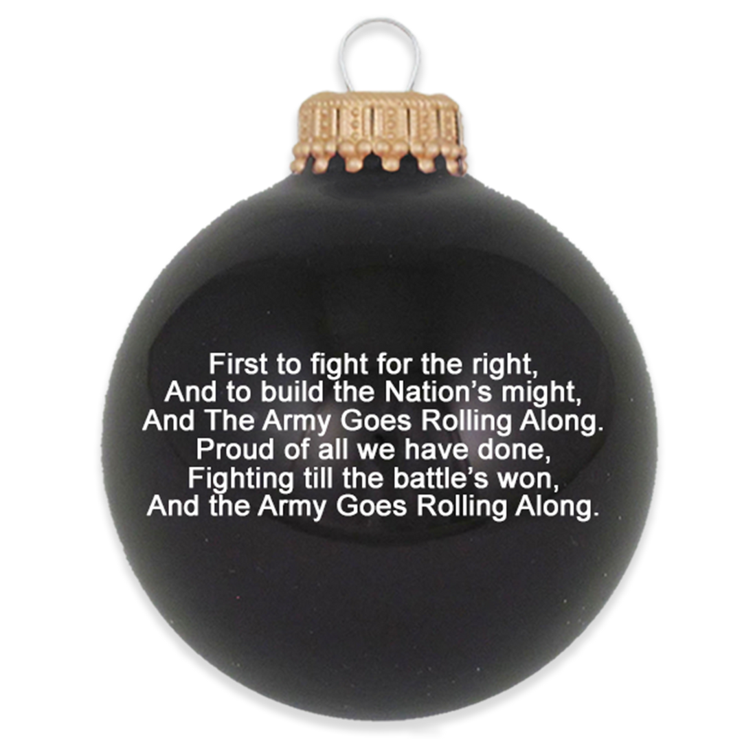 Christmas Tree Ornaments Made in the USA - 80mm / 3.25" Decorated Collectible Glass Balls from Christmas by Krebs - Handmade Hanging Holiday Decoration for Trees (US Army Logo & Hymn)