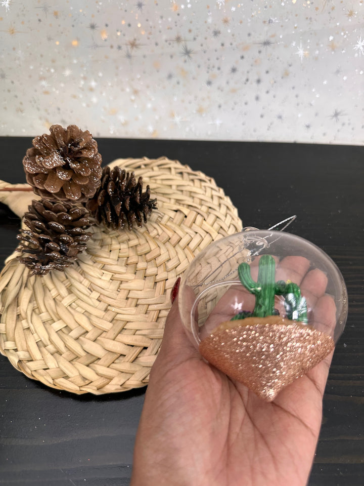 Christmas By Krebs Blown Glass  Collectible Tree Ornaments  (Desert Terrarium)