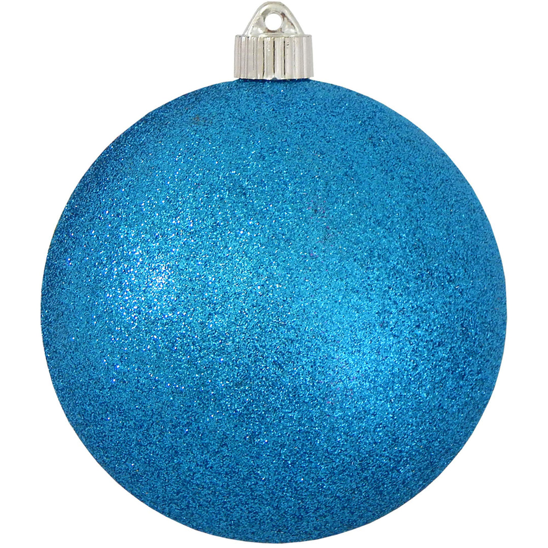 Christmas By Krebs 6" (150mm) Aqua Blue Glitter [2 Pieces] Solid Commercial Grade Indoor and Outdoor Shatterproof Plastic, Water Resistant Ball Ornament Decorations