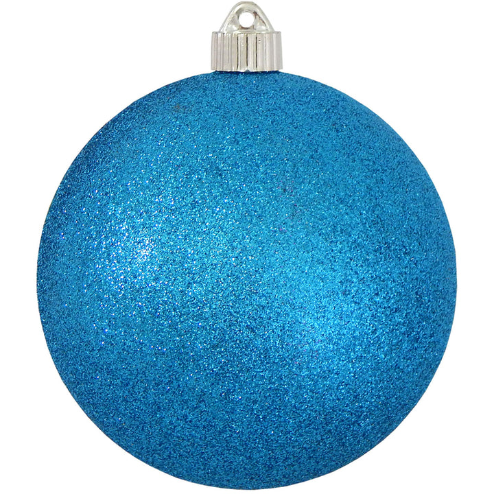 Christmas By Krebs 6" (150mm) Aqua Blue Glitter [2 Pieces] Solid Commercial Grade Indoor and Outdoor Shatterproof Plastic, Water Resistant Ball Ornament Decorations