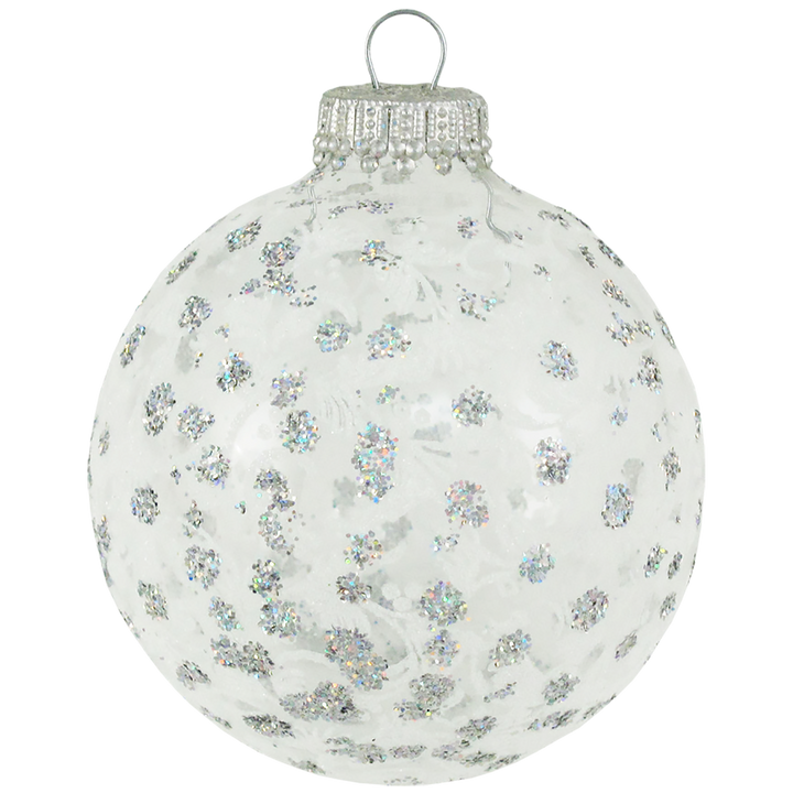 Glass Christmas Tree Ornaments - 67mm/2.63" [4 Pieces] Decorated Balls from Christmas by Krebs Seamless Hanging Holiday Decor