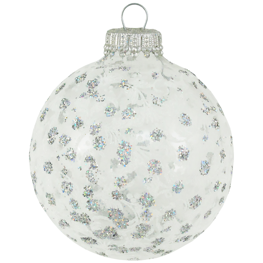 Glass Christmas Tree Ornaments - 67mm/2.63" [4 Pieces] Decorated Balls from Christmas by Krebs Seamless Hanging Holiday Decor
