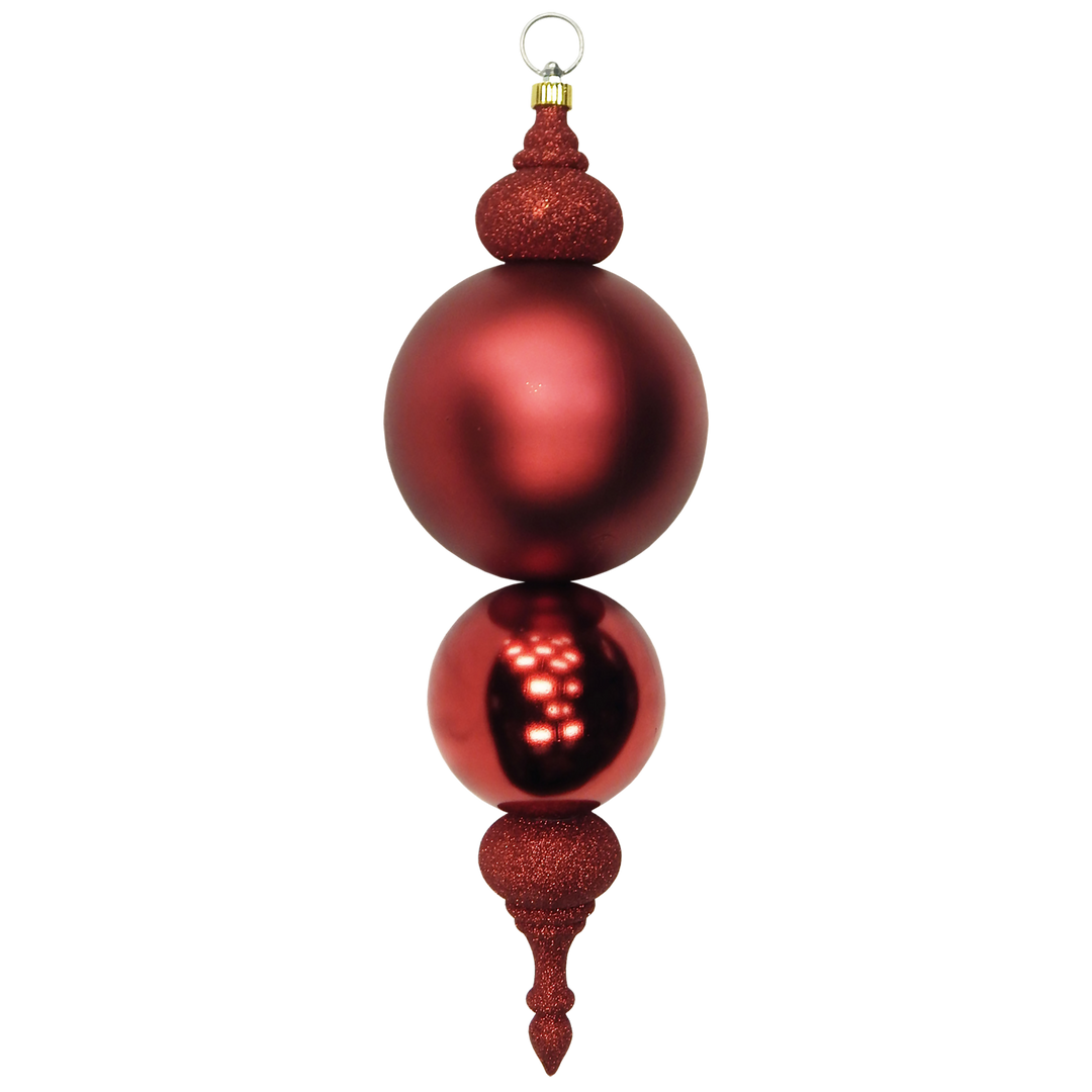 Christmas By Krebs Giant Finial, Commercial Grade Indoor and Outdoor Shatterproof Plastic, Water Resistant Multipiece Finial Decoration (Red [2 Pieces], 25.5 inch Giant Finial)