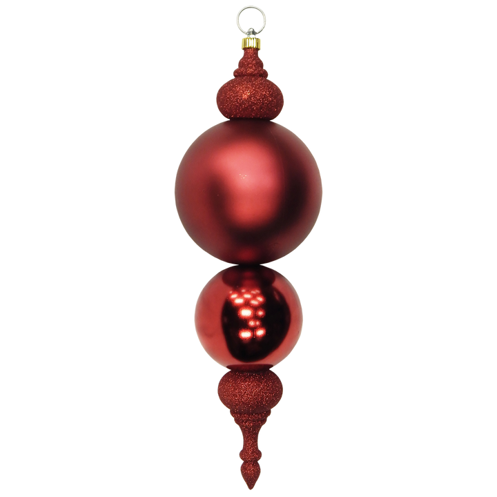 Christmas By Krebs Giant Finial, Commercial Grade Indoor and Outdoor Shatterproof Plastic, Water Resistant Multipiece Finial Decoration (Red [2 Pieces], 25.5 inch Giant Finial)