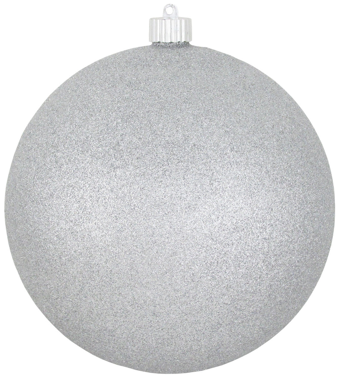 Christmas By Krebs 8" (200mm) Silver Glitter [1 Piece] Solid Commercial Grade Indoor and Outdoor Shatterproof Plastic, Water Resistant Ball Ornament Decorations