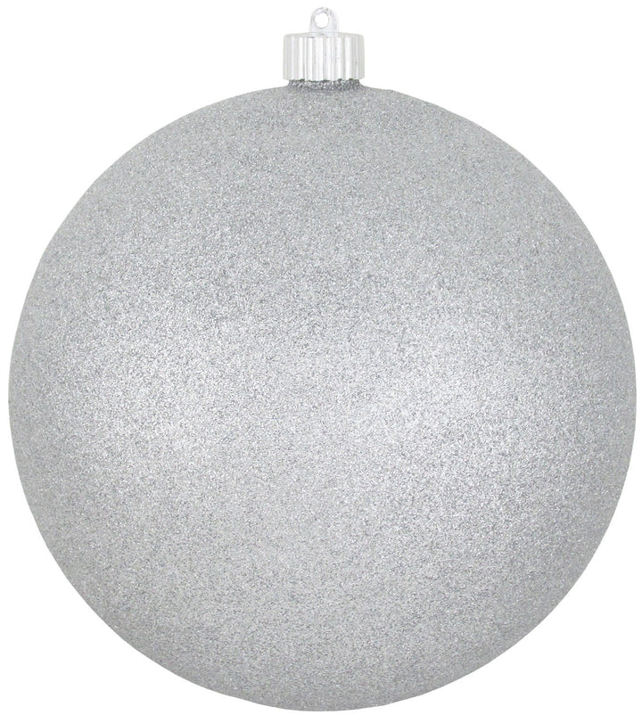 Christmas By Krebs 8" (200mm) Silver Glitter [1 Piece] Solid Commercial Grade Indoor and Outdoor Shatterproof Plastic, Water Resistant Ball Ornament Decorations