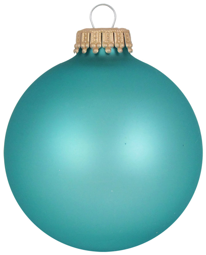 Christmas By Krebs 2 5/8" (67mm) Seamless Glass Ornament [8 Pieces], Decorated Designer Heirloom (Velvet Spa Blue)
