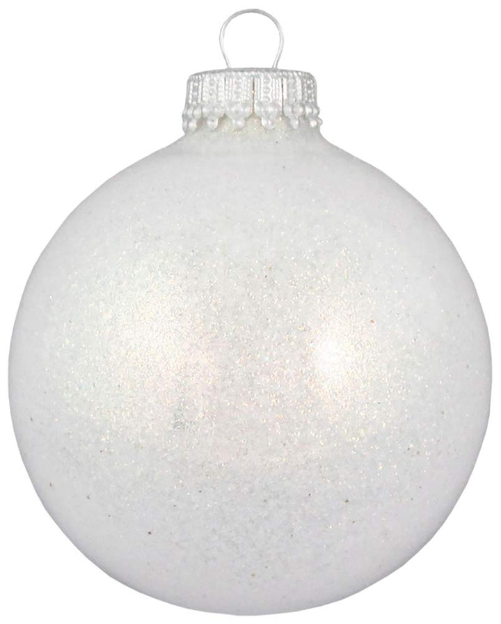 Glass Christmas Tree Ornaments - 67mm / 2.63" [6 Pieces] Designer Balls from Christmas By Krebs Seamless Hanging Holiday Decor (Snow Sparkle)