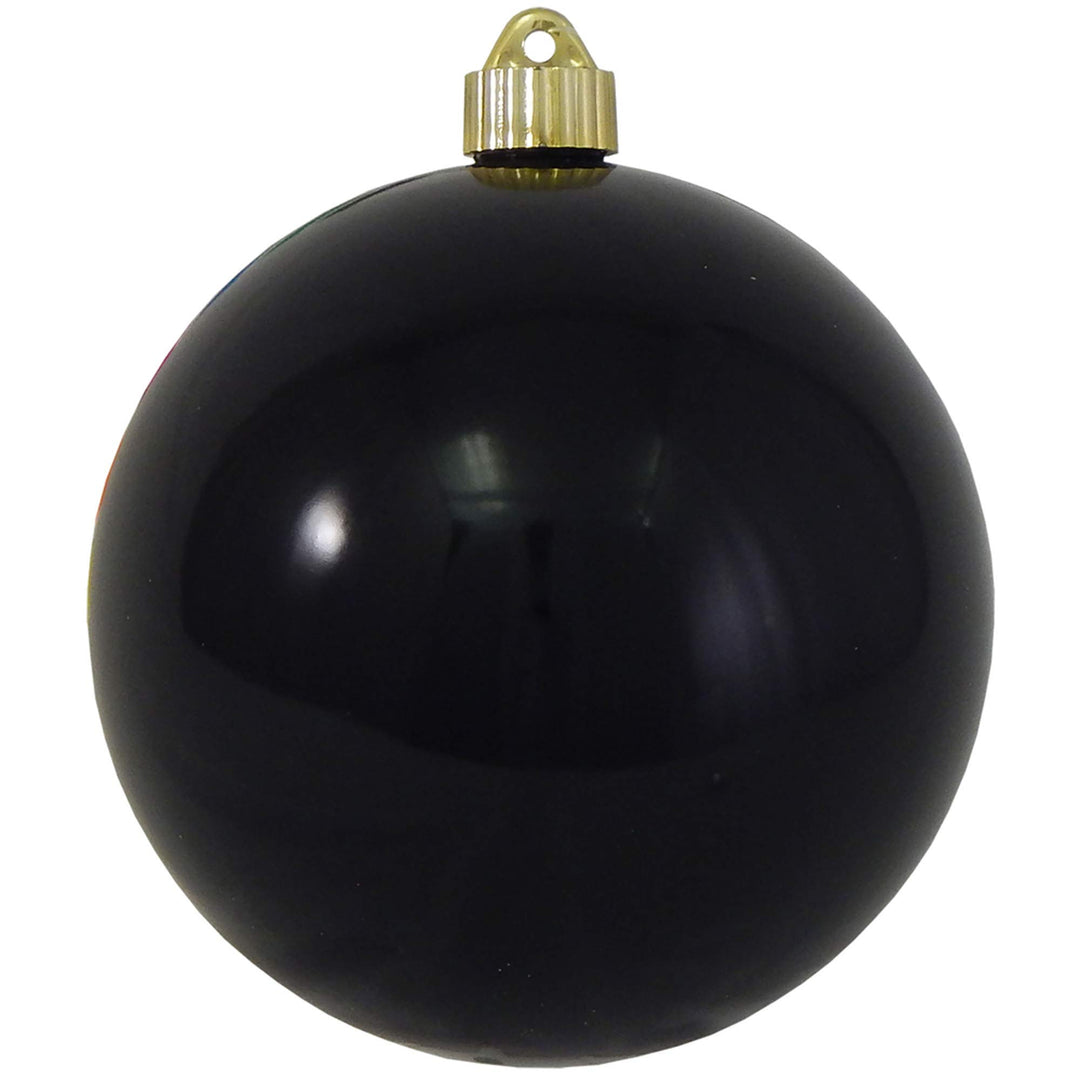 Christmas By Krebs 6" (150mm) Shiny Onyx Black [2 Pieces] Solid Commercial Grade Indoor and Outdoor Shatterproof Plastic, UV and Water Resistant Ball Ornament Decorations