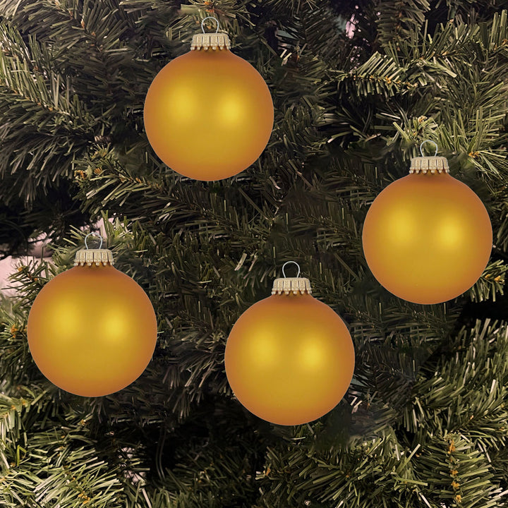 Christmas By Krebs 2 5/8" (67mm) Seamless Glass Ornament [8 Pieces], Decorated Designer Heirloom (Velvet Old Gold)