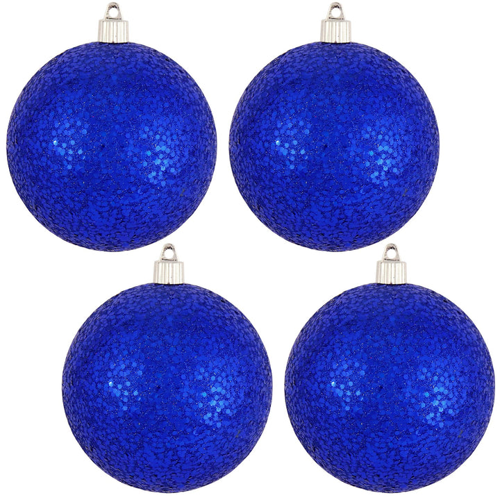 Christmas By Krebs Ornament, Commercial Grade Indoor and Outdoor Shatterproof Plastic, Water Resistant Ball Ornament Decorations (Blue Glitz, 4 3/4 inch (120mm))