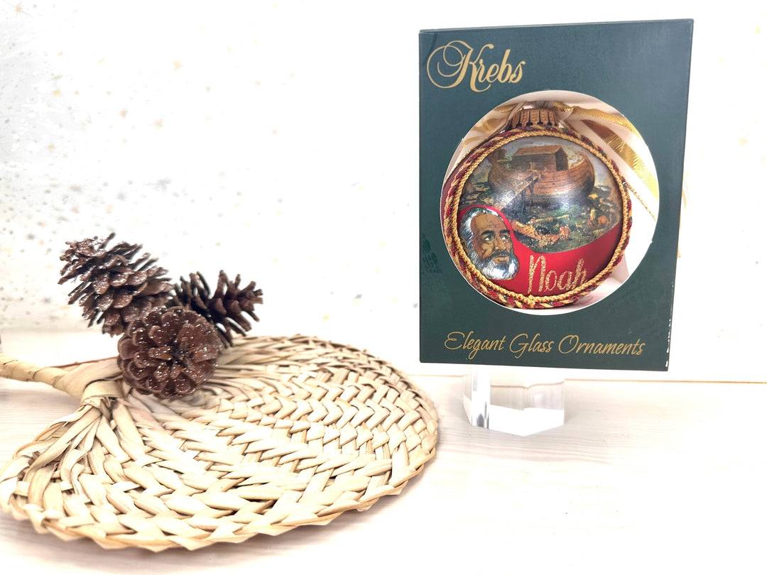 3 1/4" Collectable Bible Hero Glass Ornament Made in USA | Hugs Special Occasions Keepsake Gifts |  (Bible Hero Noah)