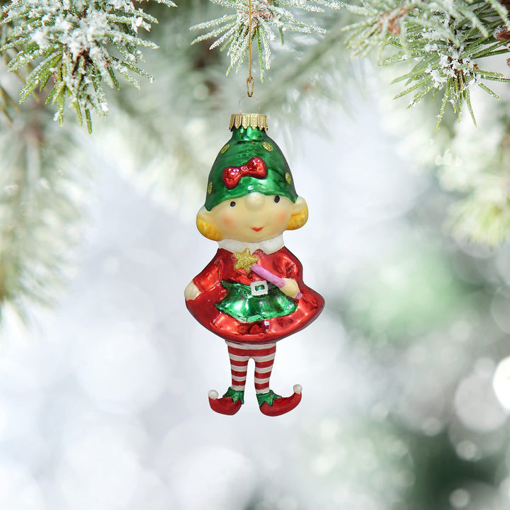 Christmas By Krebs Blown Glass  Collectible Tree Ornaments  (4 1/2" Elf Girl)