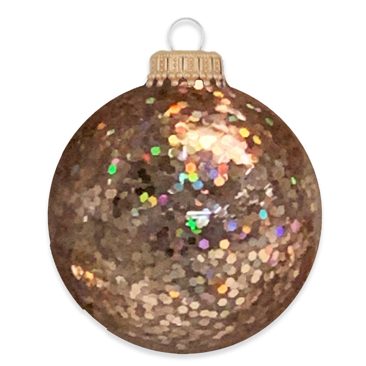 Glass Christmas Tree Ornaments - 67mm / 2.63" [6 Pieces] Designer Balls from Christmas By Krebs Seamless Hanging Holiday Decor (Metallic Gold Spangle)