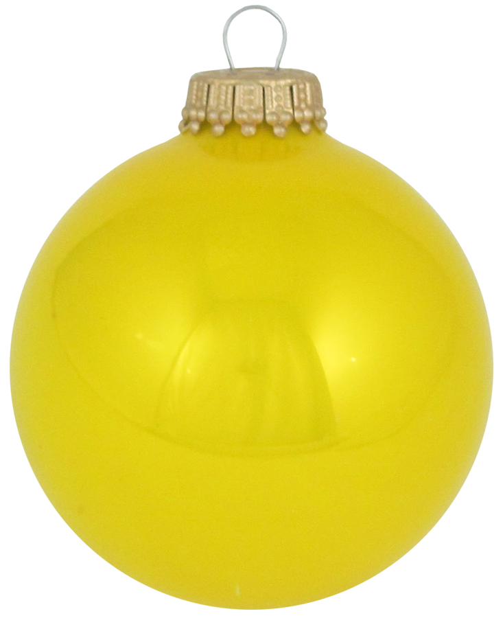 Christmas By Krebs Made in The USA Designer Seamless Glass Christmas Ball Ornaments, 2 5/8" (67mm), 8 Pieces (Shiny Full Sun Yellow)