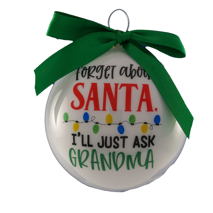 3 1/4" White Glass Ornament with Grandma