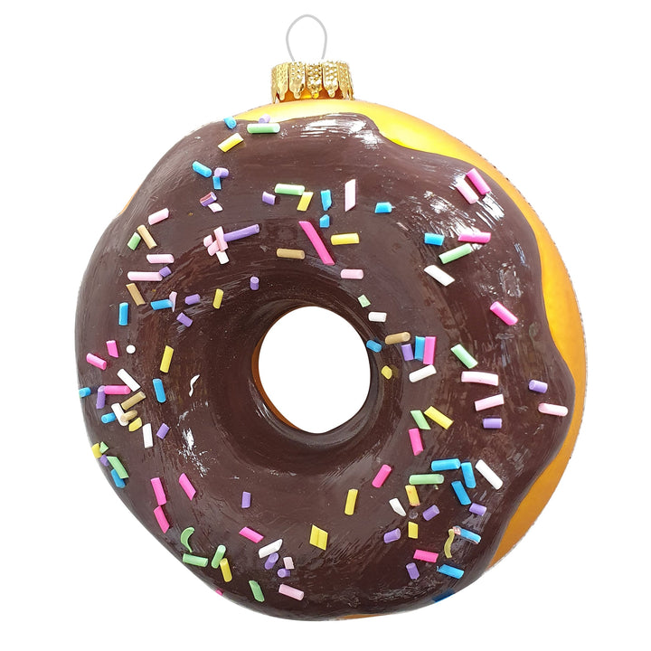 Christmas By Krebs Blown Glass  Collectible Tree Ornaments  (Chocolate Donut)