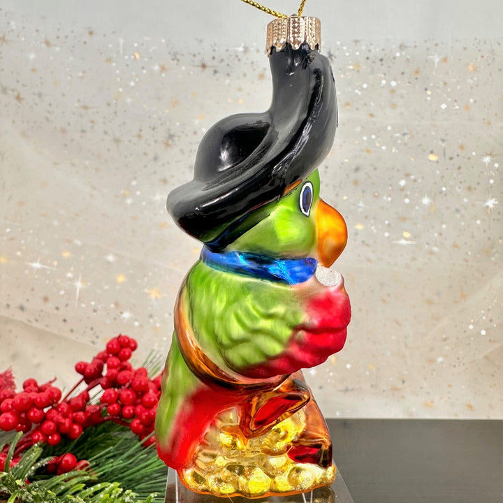 Christmas By Krebs Blown Glass  Collectible Tree Ornaments  (4 3/4" Pirate Parrot)